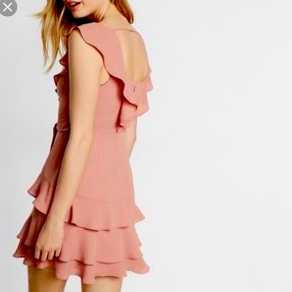Express 00P Pink Ruffle Mini Dress - Picture 2 of 8